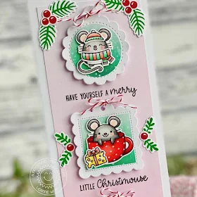 Sunny Studio Stamps: Merry Mice Season's Greetings Scalloped Tag Dies Holiday Card by Leanne West