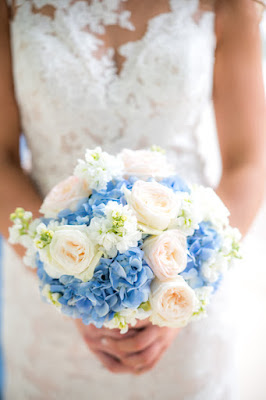 blue and pink bouquet