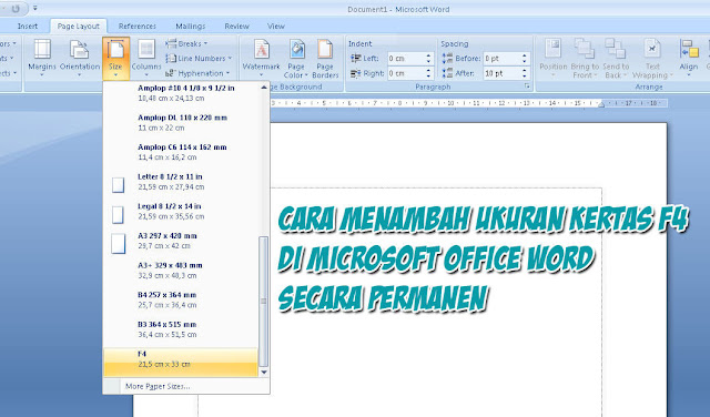 Cara Menambah Ukuran Kertas F4 di Microsoft Office Word Secara Permanen