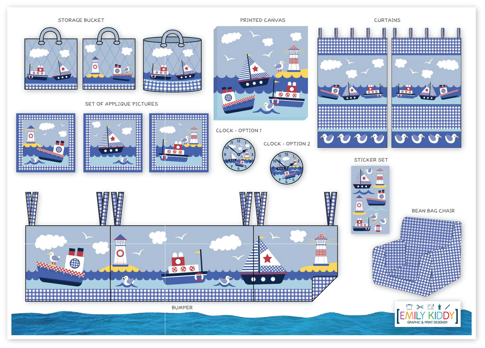 Emily Kiddy: Children's Nautical Themed Interior Product Range Board