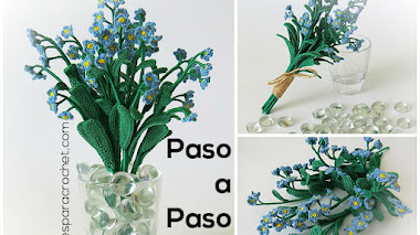 Flores Nomeolvides tejidas al crochet - Paso a paso