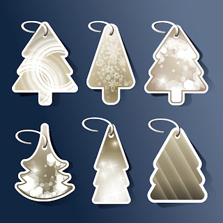 雪景色のクリスマス・ツリー タグ beautiful christmas tree tag イラスト素材