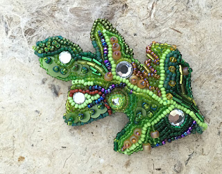 Bead embroidered Oak Leaf by Karen Williams