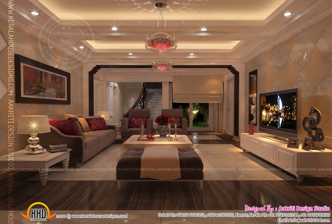 Interior design of living room, dining room and Kitchen | Indian House