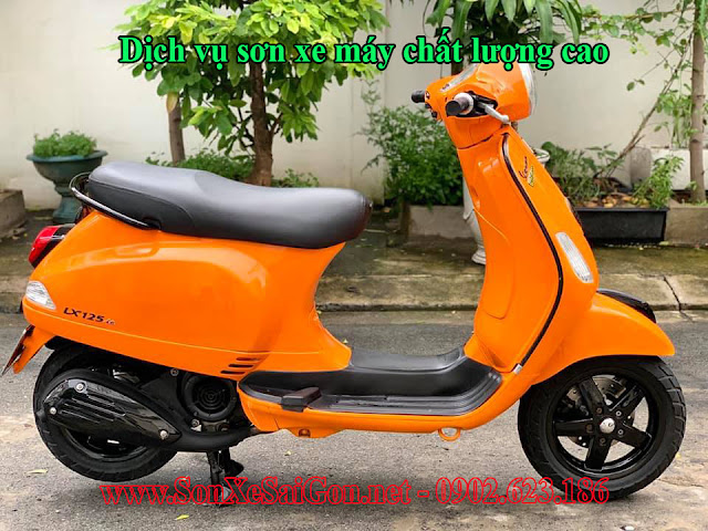 Mẫu sơn xe Vespa LX 125 màu cam zin cực đẹp