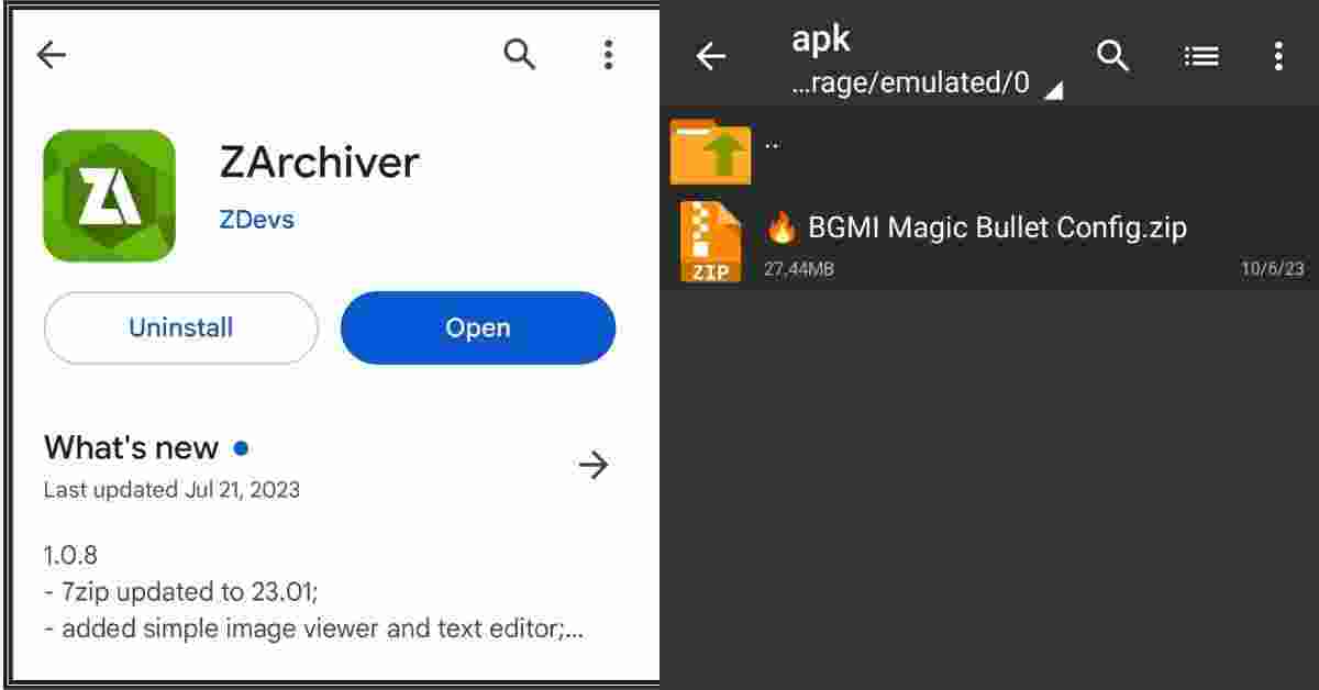 Bgmi Magic Bullet Config File and Zarchiver app