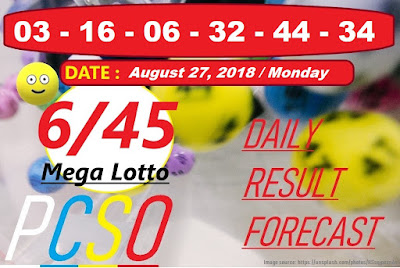 August 27, 2018 6/45 Mega Lotto Result