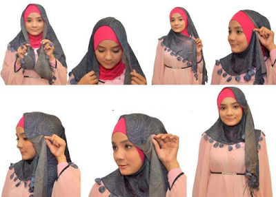 cara memakai jilbab segitiga dengan mudah