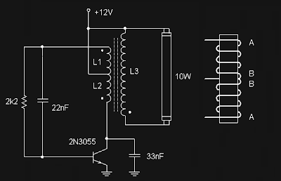 Skema Rangkaian Lapu Neon (TL) 12 Volt