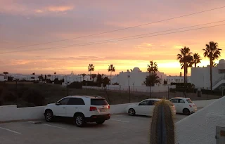 a beautiful pink and orange sunrise out of my window