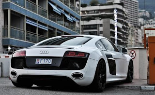 white Audi R8 car view