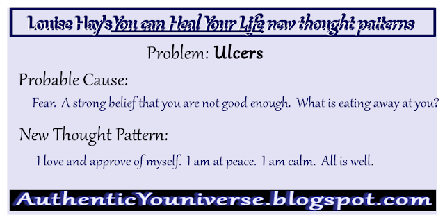 Ulcers: Fear.  A strong belief that you are not good enough.  