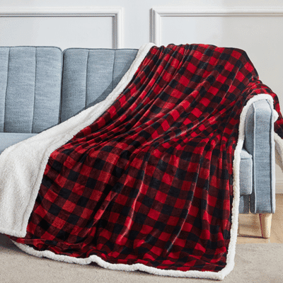 Red and Black Buffalo Plaid Plush Blanket