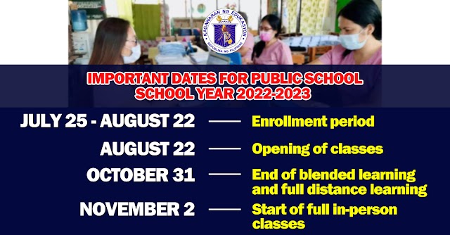 IMPORTANT DATES FOR PUBLIC SCHOOLS SCHOOL YEAR 2022-2023
