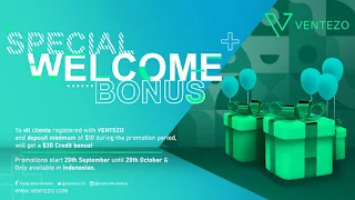 Ventezo 300% Deposit Bonus - Tradable Bonus