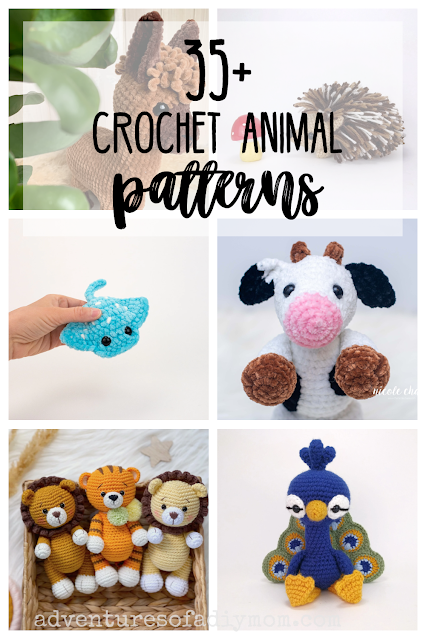 collage of crochet animals