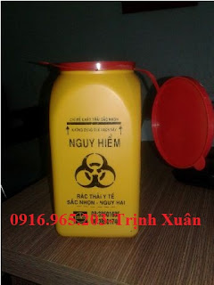 Bỉnh hũy kim tiêm bệnh viện 1.5 lít, hộp kim tiêm y tế 1.5L bệnh viện