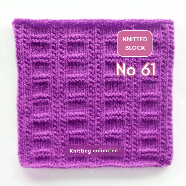 Knitted Square no. 61 is perfect for beginners, as it is an easy pattern that can be worked in an 8-row repeat.