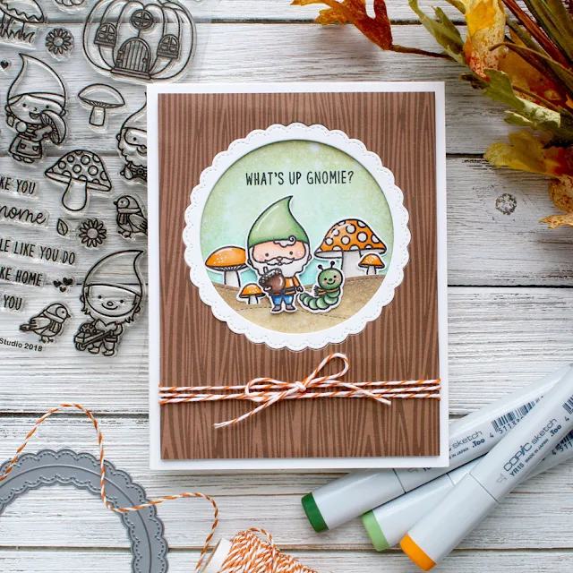 Sunny Studio Stamps: Happy Harvest Home Sweet Gnome Woodland Borders Fall Themed Cards by Leanne West