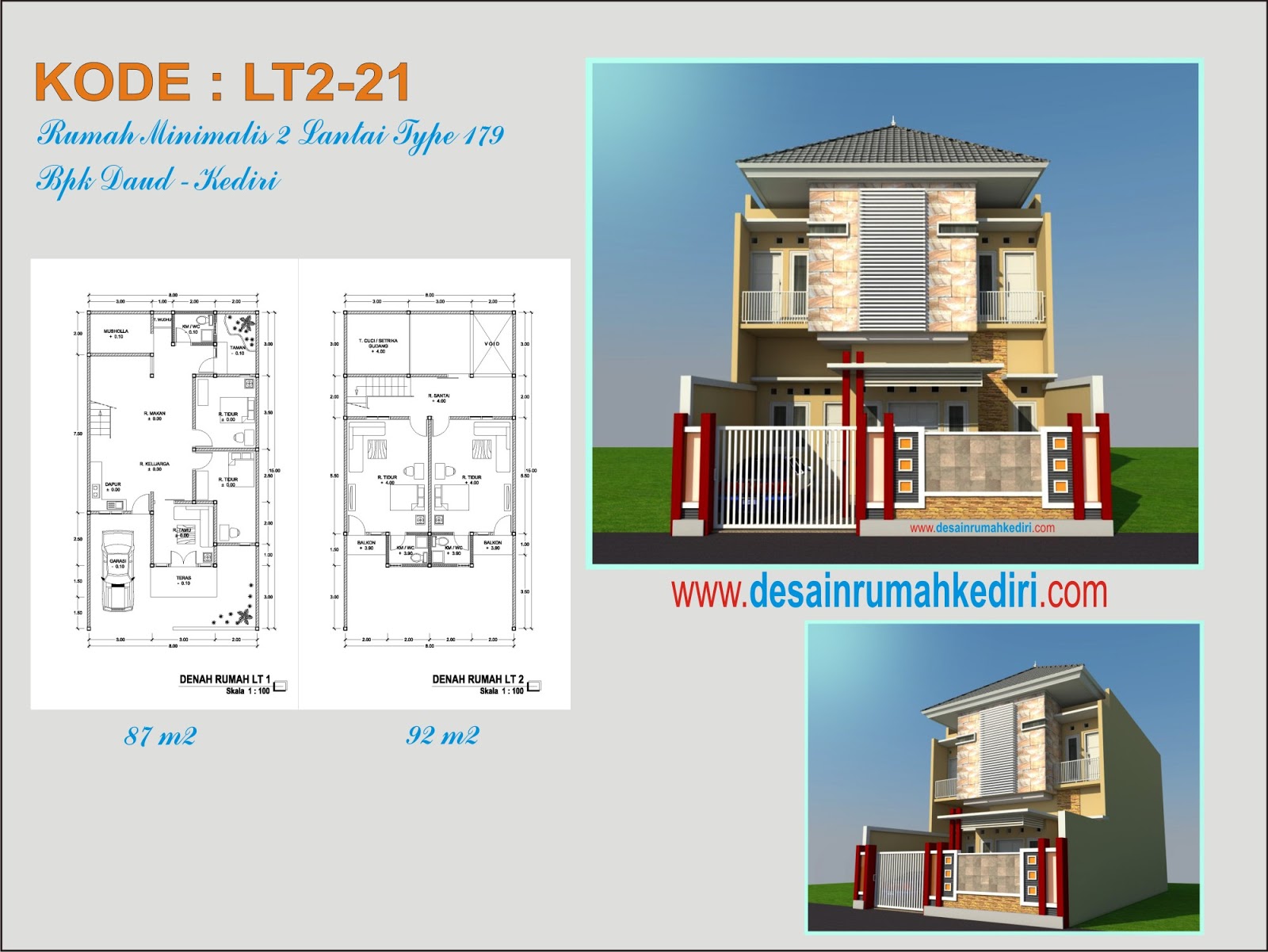 LT2 21 Desain Rumah Minimalis Modern Bpk Daud Kota Kediri Jasa Desain Rumah Terpercaya
