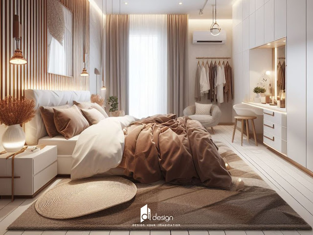 Mẫu thiết kế phòng ngủ màu trắng phong cách Bohemian