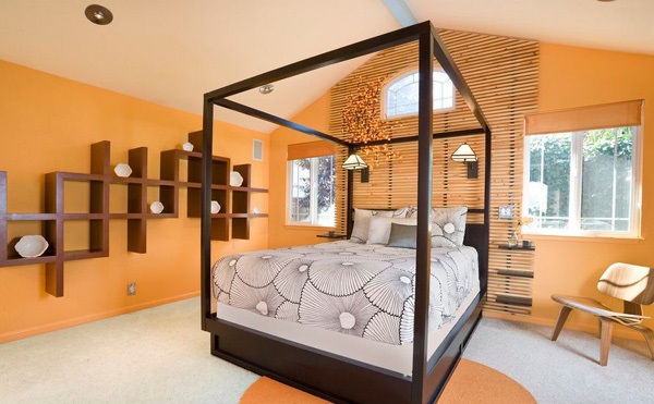 Inspirasi Desain Kamar Tidur Bertema Warna Orange