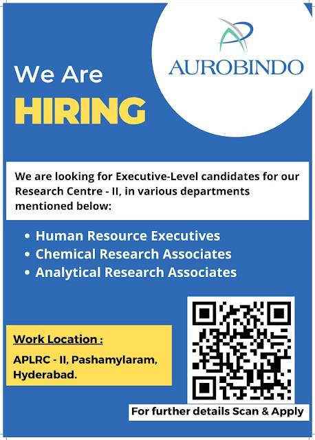 Aurobindo Pharma Hiring For HR/ Chemical Research/ Analytical Research Associates