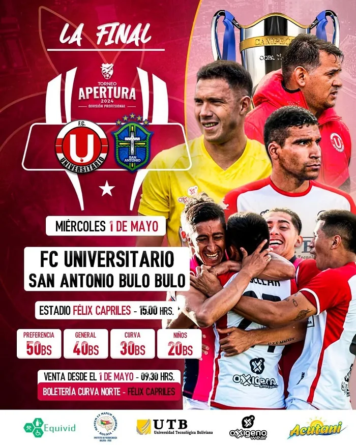Venta de Entradas FC Universitario vs San Antonio Final Apertura 2024