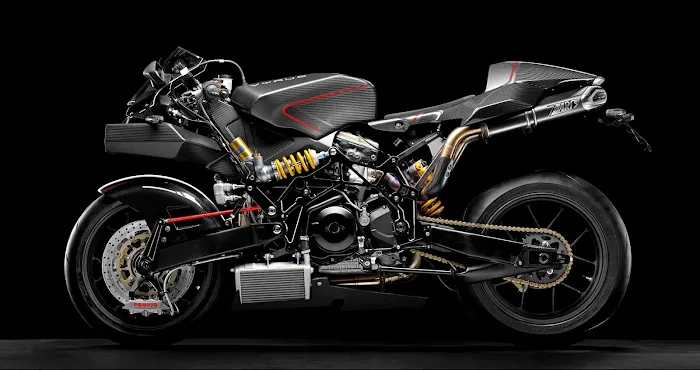 Mercenary Garage Custom Motorcycle Workshop 2010 Vyrus 987 C3 4V Ducati Powered Hub Centre Steering Moto
