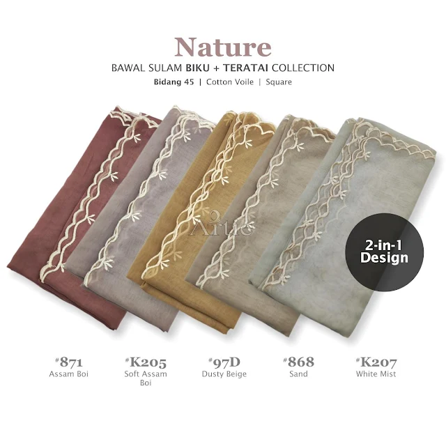 Bawal cotton voile premium tudung jenama sendiri kelim sulam