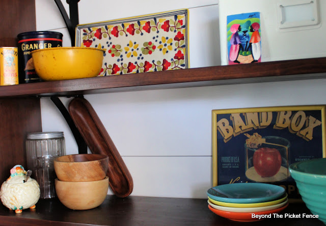 Using Eclectic Vintage Finds and Styling Open Shelving