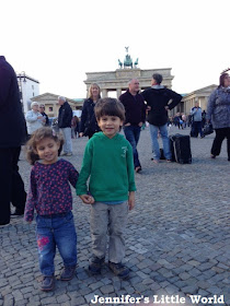 Small children at the Brandenburg Gate, Berlin