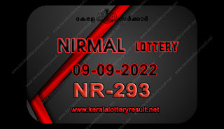 Kerala Lottery Result 09.9.22 Nirmal NR 293 Lottery Result online