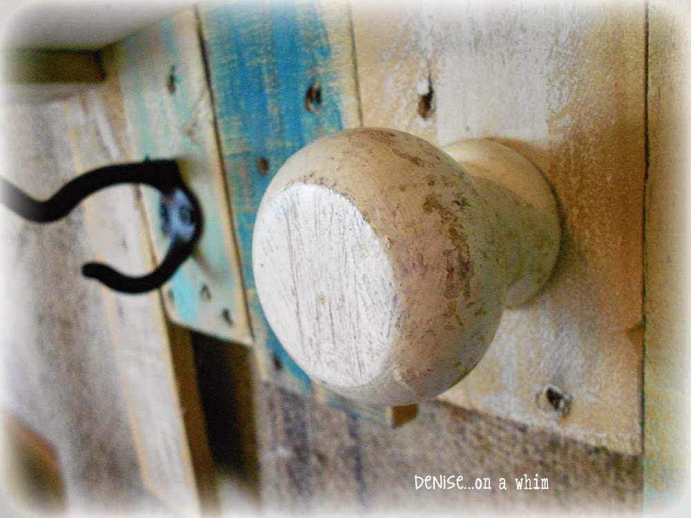 Wall Hook Board with a Chippy Doorknob Hook from Denise on a Whim