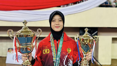 Wakili Polda Sultra dan Mabes Polri, Risky Irma Polwan Polres Koltim Juara Taekwondo di Kejuaraan Pangkostrad Cup