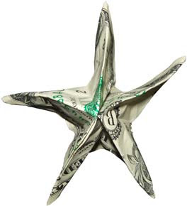 Starfish money sculptures created by dollar