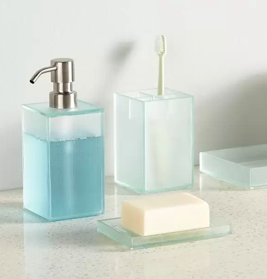 Blue Glass Bathroom Countertop Accessories