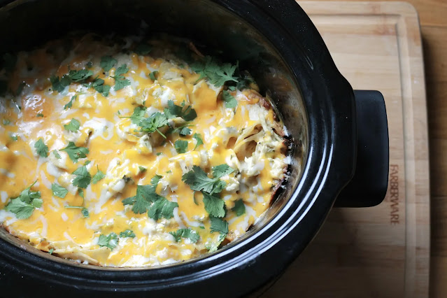 Slow Cooker Chicken Enchilada Casserole