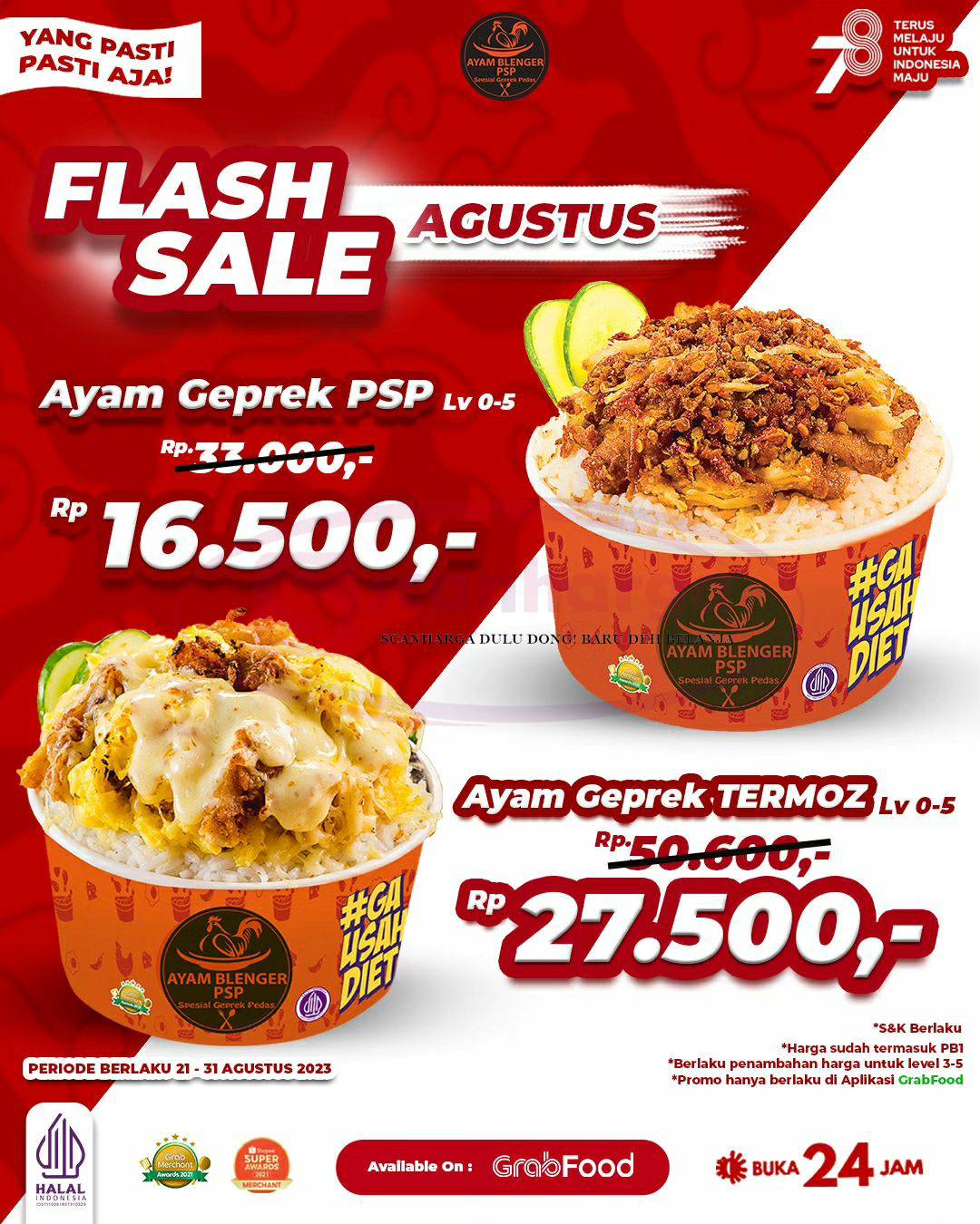 Promo Ayam Blenger PSP FLASH SALE Grabfood Periode 21-31 Agustus 2023