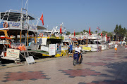 Marmaris waterfront represening Turkish pride and the desire to take you on . (img )