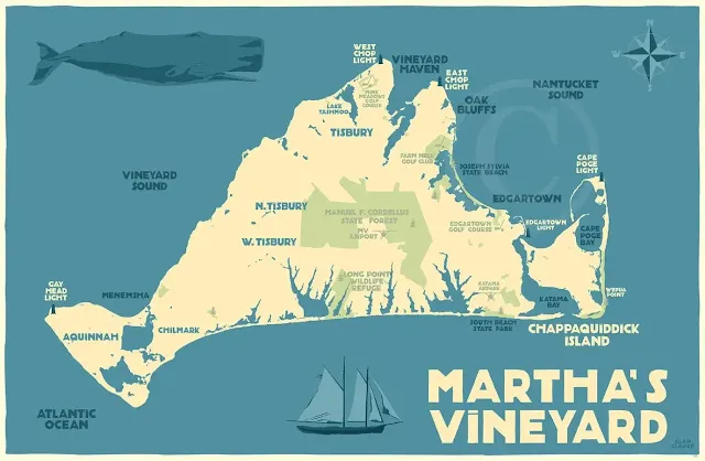 Tourist map of  Martha's Vineyard