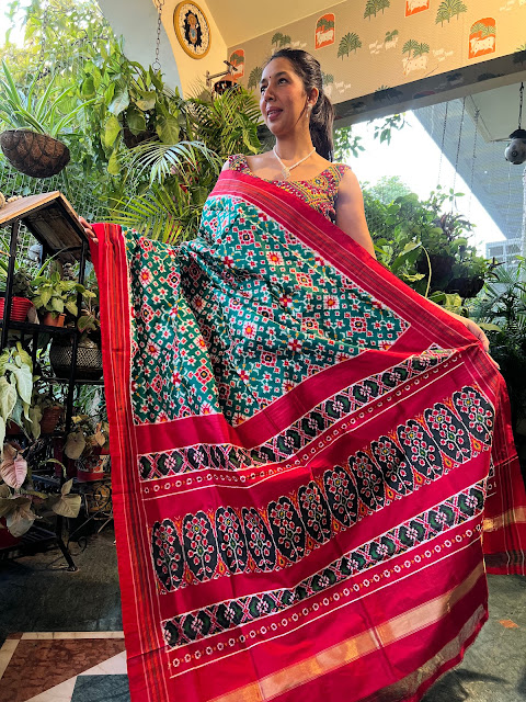 Green Navratan silk Pochampally saree