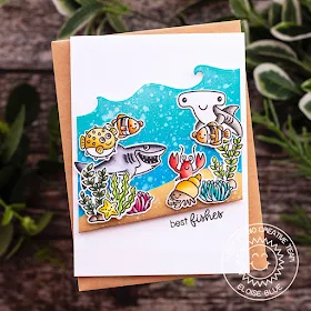 Sunny Studio Stamps: Catch A Wave Magical Mermaids Oceans of Joy Best Fishes Birthday Card Best Wishes Punny Card by Leanne West and Eloise Blue