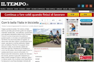 an article about bike rental italy Il Tempo Italian newspaper