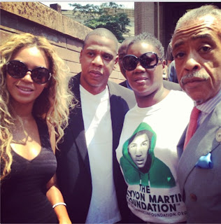 Beyonce and Jay Z with Sybrina Fulton and Rev. Al Shaprton [Twitter/@TheRevAl]