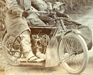 Royal Enfield and sidecar as they appeared in vintage photo.