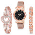 MARCLEX Branded Analogue Diamond Studded Black Dial Magnet Watch with Gift Bracelet for Women or Girls and Watch for Girl or Women (Combo of 3)