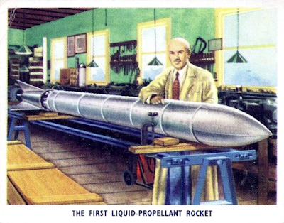 1959 Weetabix : Conquest of Space B-1 - The First Liquid Propellant Rocket (Robert H. Goddard)