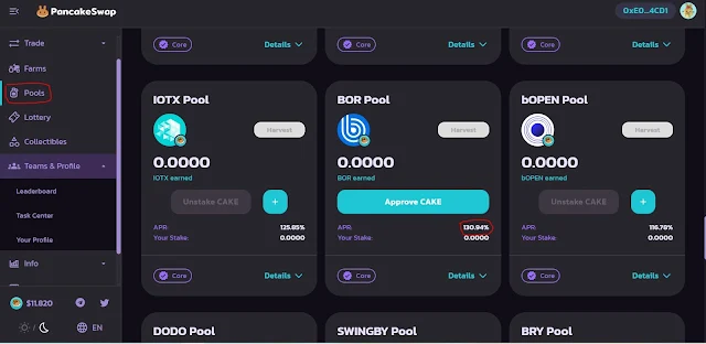 การทำ Pools บน Pancake Swap