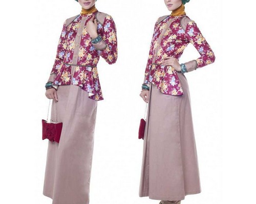  Model  baju  batik  kombinasi terbaru polos  kebaya brokat 